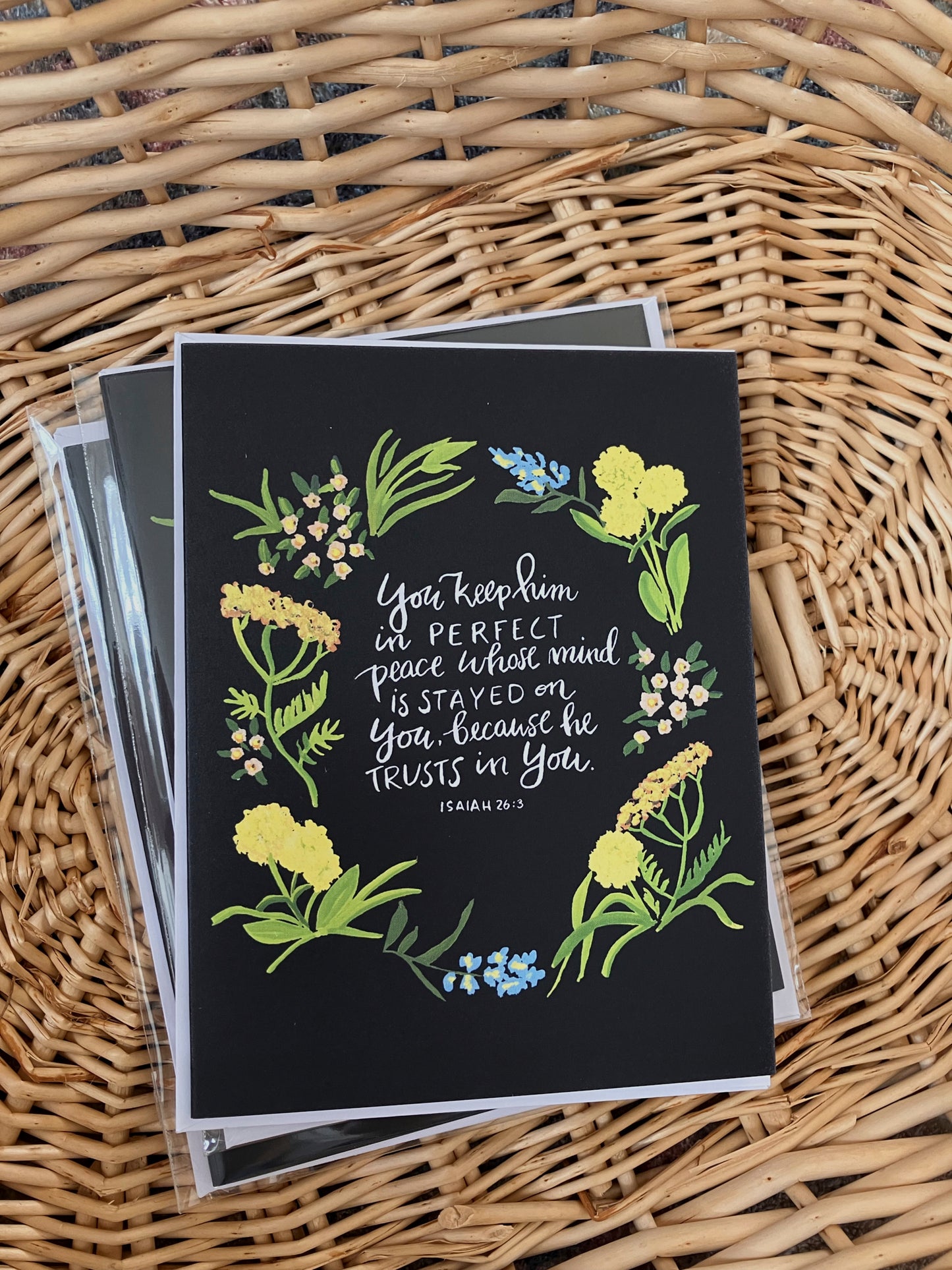 Set of yellow floral Scripture Notecards