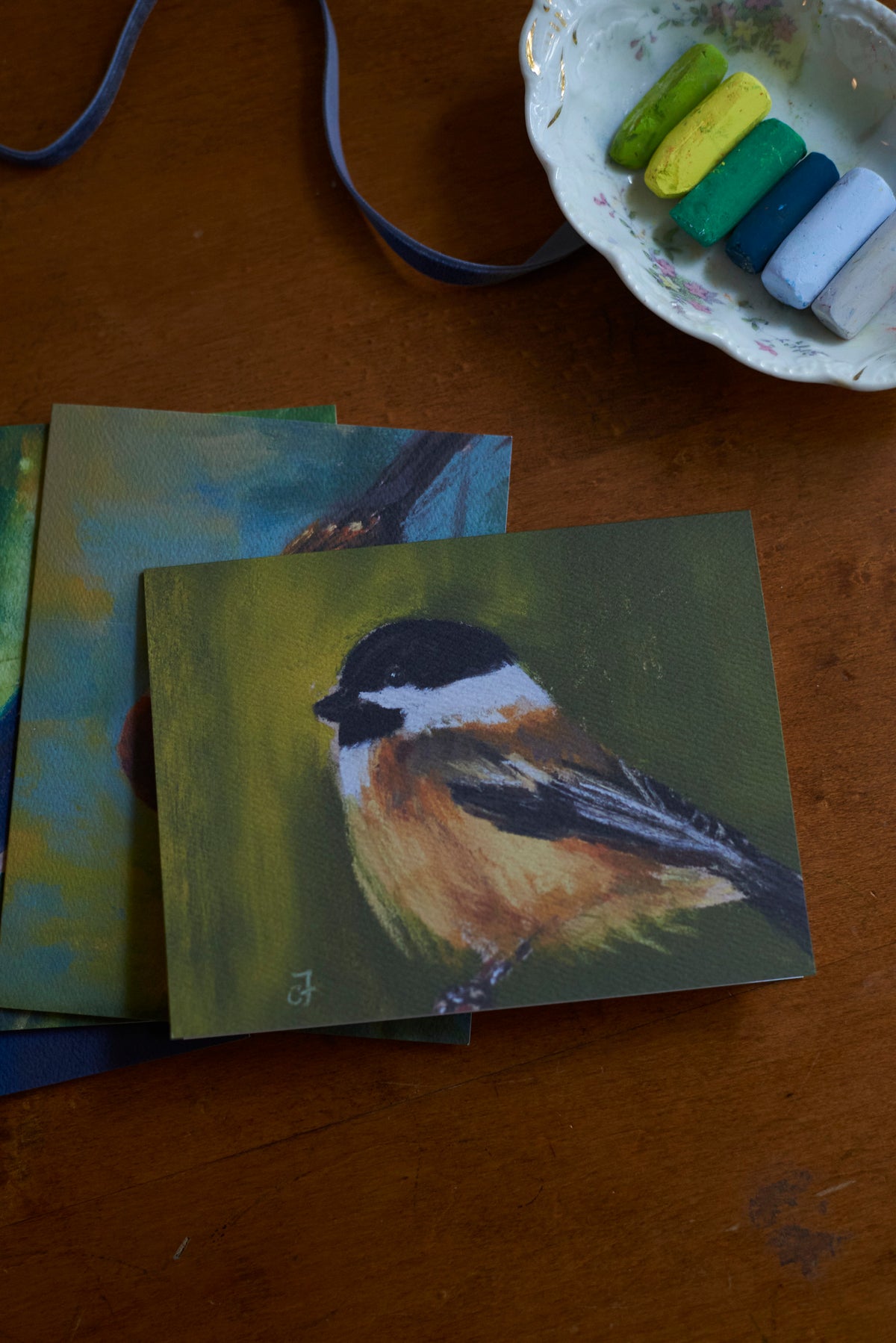 Set of 5 Chickadee notecards