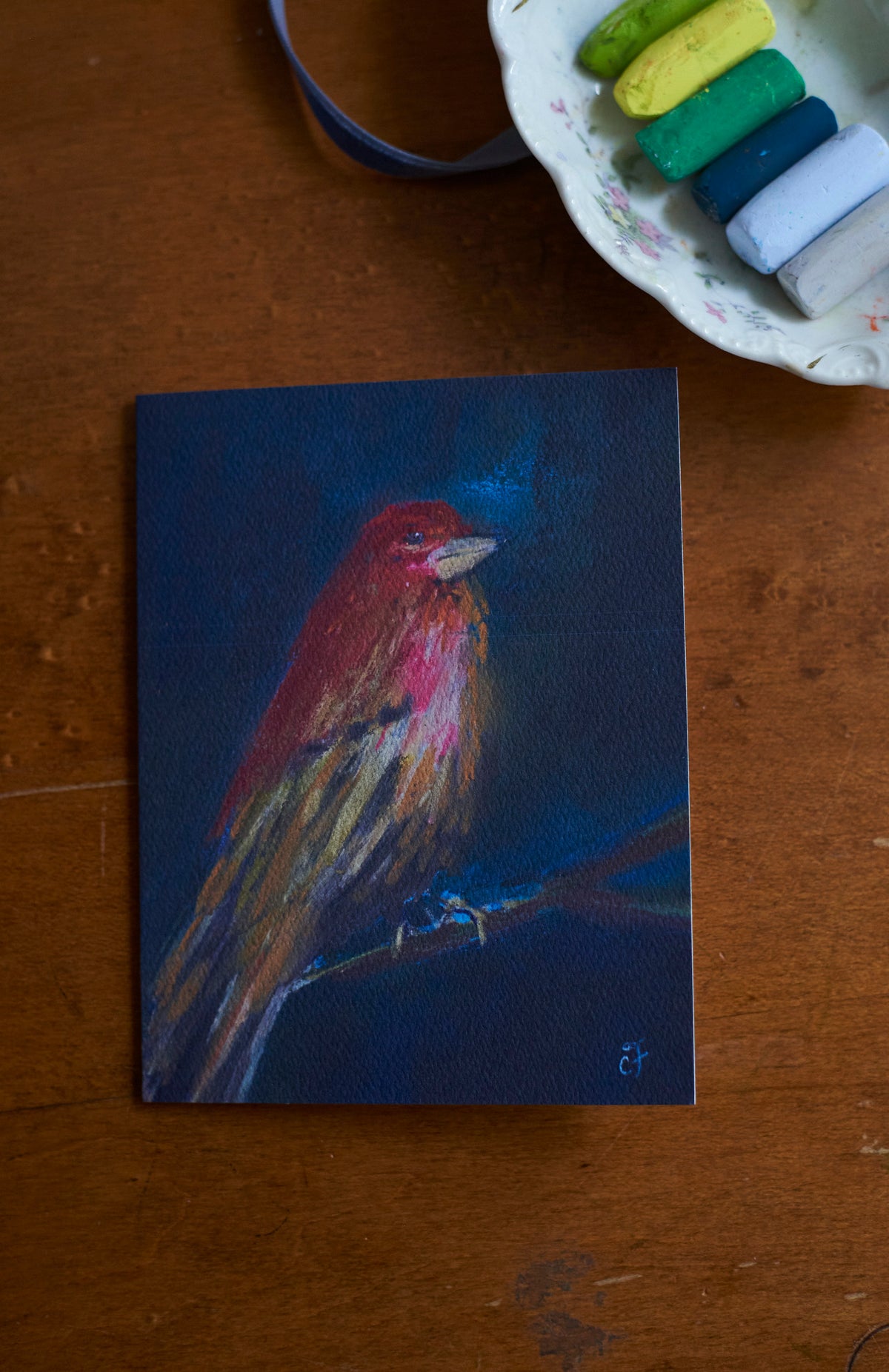 Set of 5 Purple Finch notecards